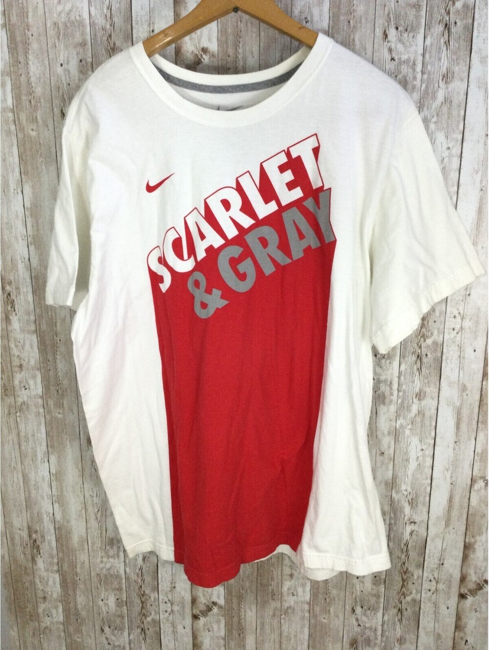 Vtg Ohio State Buckeyes Tee Men 2XL Scralet and Gray Short Sleeve Shirt